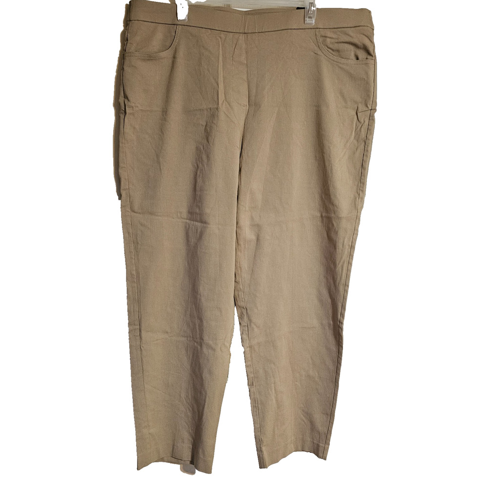 NWT Alfred Dunner Allure Pants Women Tan Pull On Stretch Slim Fit 20W